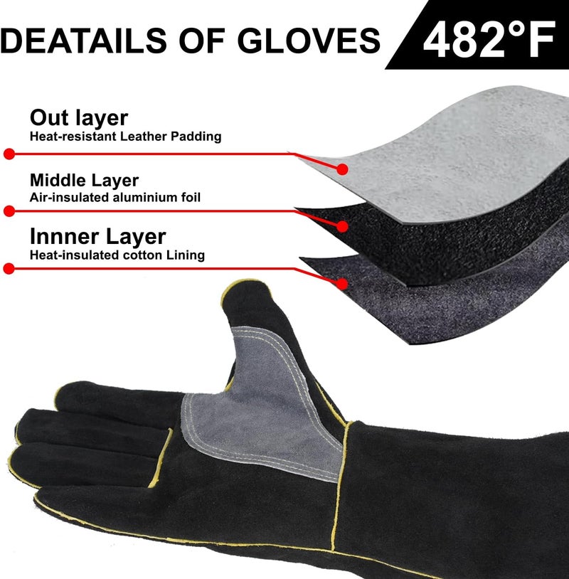 migbloom Store Leather Welding Apron with 10 Tool Pockets, Heat and Flame Resistant Aprons with Welding Gloves, Heavy Duty Durable Working Shop Apron, Waterproof, Adjustable M to XXXL - Image 4